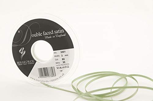 Berisfords Double Satin Ribbon, Khaki, 3 mm