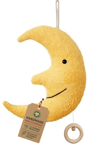 Efie Bio Spieluhr Mond – Bio-Baumwolle (KBA), Made in Germany, GOTS-Zertifiziert – Melodie: Sandmann Lieber Sandmann