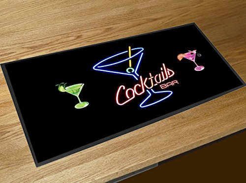 Artylicious Cocktail-Barläufer mit Neon-Lichtern, bedruckt, für Kneipen, Bars, Theken