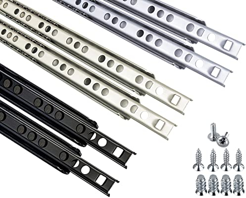 Stahlia Schubladenschienen (1 Paar) Teilauszug H:17mm/L:374mm Schubladenauszug Auszugsschienen Schrank Scharniere Schienen für Schubladen Regalschienen