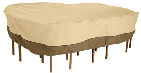 Classic Accessories Veranda Wasserdichte Abdeckplane für rechteckige/ovale Gartentische & Stuhl-Garnituren, Größe L, erhältlich in Farbe Pebble/Bark/Earth, B000HCSMOW