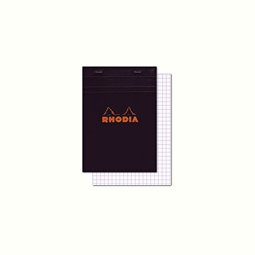 Rhodia 122009C - Notizblock N°12 (geheftet, mikroperforiert, kariert, 85 x 120 mm, 80 Blatt) 1 Stück schwarz