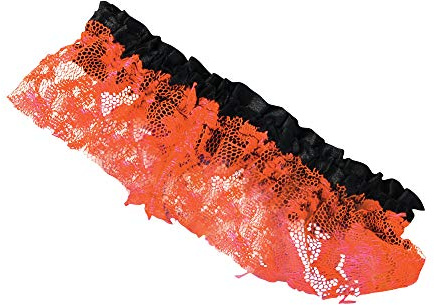 NEW NEON ORANGE LACE GARTER NU RAVE 80'S DISCO WEAR