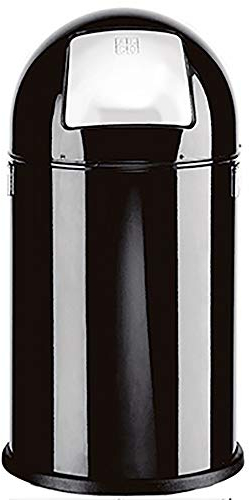 ALCO Papierkorb 20 l, 34 x 63 cm (Ø x H), rund, 1 Fach, Edelstahl, schwarz
