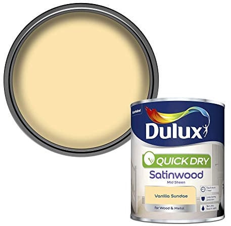 Dulux Quick Dry Satinwood Paint For Wood And Metal - Vanilla Sundae 750Ml