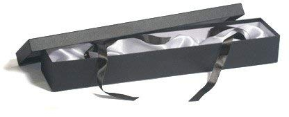 Neofleur Long Black Silk Lined Rose Presentation Gift Box with luxury tying ribbons
