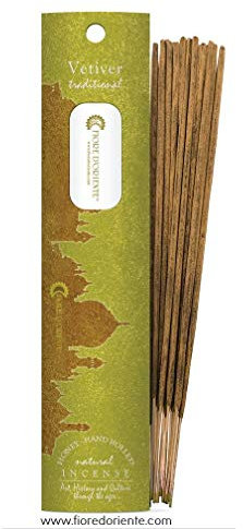 Vetiver Traditional Incense 10 Sticks 20gr - 100% Natural - Fiore D'Oriente