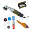 PROXXON Poliermaschine / Winkelpolierer WP/E Set - inkl. PROXXON Profi-Schleif- und Polierset und 80 mm Verlängerung