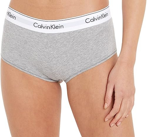 Calvin Klein Caleçon Taille Haute Femme Coton Élasthanne, Gris (Grey Heather), S