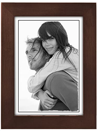 Malden Bilderrahmen, 12,7 x 17,8 cm, breiter Echtholzrahmen, Echtglas, dunkles Nussbaum