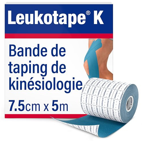 Leukotape K Kinesiology Tape, 3 in x 5.5 yds, 5 Rolls | Blue, Water-Repellent, Skin-Friendly, Stays in Place for up to 9 Days
