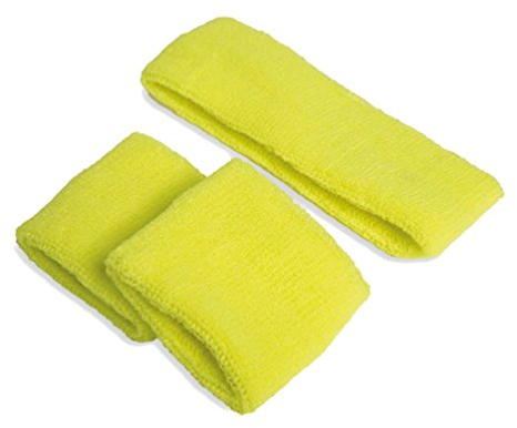 Krause & Sohn Neon Gelb Einheitsgröße Stirnband und Pulswärmer für Erwachsene, unisex, Multisport, junge Erwachsene, Sportler, Outdoor-Enthusiasten