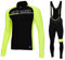 Airtracks Herren Winter Fahrradtrikot Set Pro Team II - Thermo Trägerhose Pro Team II - Thermo Fahrradtrikot Pro Team - optimal für Herbst - Winter - schwarz-neon - L