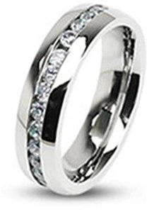 Paula & Fritz® Ring aus Edelstahl Chirurgenstahl 316L 8 mm breit Band besetzt ...