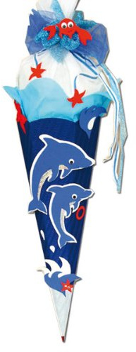 alles-meine.de GmbH BASTELSET Schultüte - Delfin - 85 cm incl. Namen - 6 - eckig - mit Holzspitze