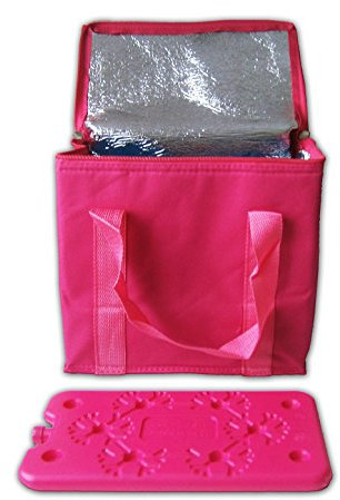 Eco KÜHLTASCHE 7L 25x23cm KÜHLAKKU Isoliertasche Thermotasche Tasche Kühlbox Camping 3-Varianten 47 (Pink)