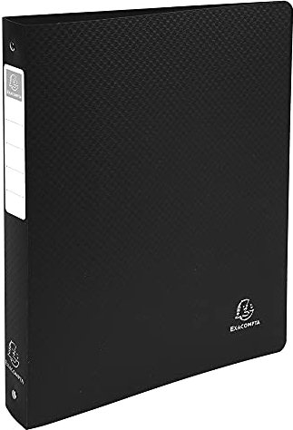 Exacompta - Réf. 51390E - 1 Classeur rigide avec étiquette OPAK - 4 anneaux ronds diamètre 30 mm - Dos 40 mm - Dimensions extérieures : 32 x 26,8 cm - Format à classer A4 Maxi - 4 couleurs aléatoires