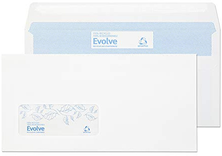 Blake Environmental - FSC Recycled Envelopes DL Window (110 x 220 mm) - Pack of 1000 - Eco Biodegradeable 90GSM - Self Seal White Window Envelopes - Stationery & Business Supplies (RD7884)