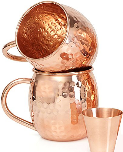 Maithil Art Solido a Mano Rame Moscow Mule Mug/Tazza 16 oncia Set di 2