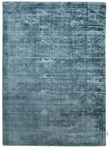 Glanzteppich mit Vintage Effekt | Seidenglanz | Handgearbeitet | 65 x 135 cm; Farbe: Aqua | Tom Tailor - Shine