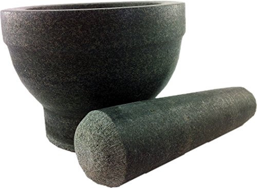 Granit Mörser mit Stößel (massiver Mörser aus Granit mit Schlegel) polierte Ausführung, iapyx®
