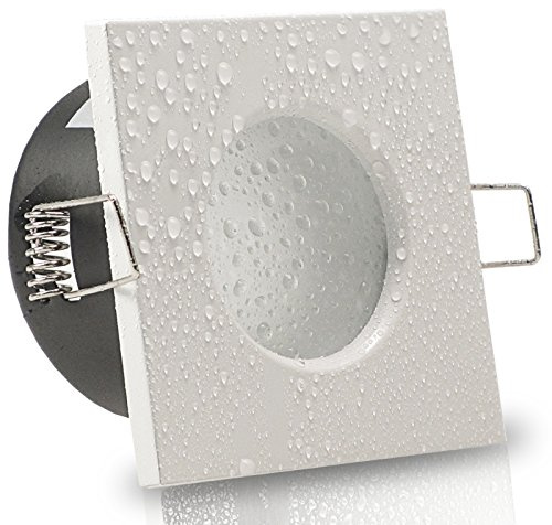 trendlights24 AQB LED Decken Einbaustrahler Bad IP65 3er Set 4W 12V & Trafo | Weiß, eckig, Warmweiß, 3000k, Niedervolt, GU5.3, Spot, austauschbar, Einbauleuchte, Dusche, Feuchtraum, innen, außen