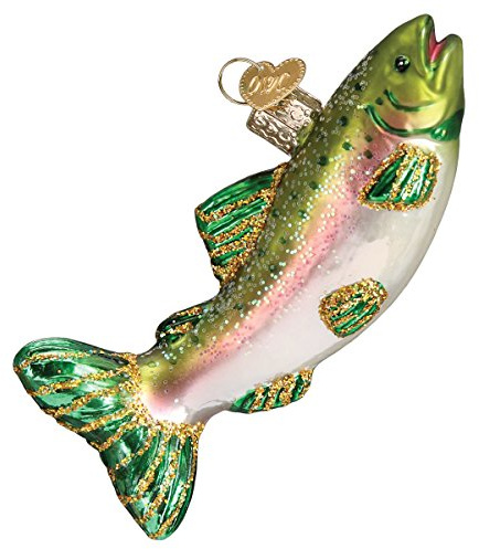 Old World Christmas Fish Collection Glass Blown Ornaments for Christmas Tree Alpine Rainbow Trout 3 x 4.25
