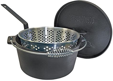 Bayou Classic 7420 20-quart Gusseisen Dutch Oven mit Dutch Oven Deckel und perforiert Aluminium Korb