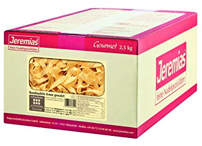 Jeremias Bandnudeln 8 mm gewalzt, Gourmet Frischei-Nudeln, 1er Pack (1 x 2.5 kg Karton)