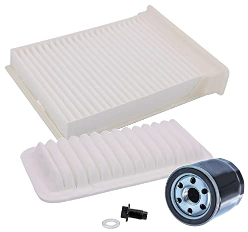 BESTPRICE Set di filtri di ispezione con 1x filtro aria, 1x filtro abitacolo, 1x filtro olio incl. vite e anello di tenuta, compatibile con CITROËN C1 (PM_, PN_) PEUGEOT 107 TOYOTA AYGO (_B1_)