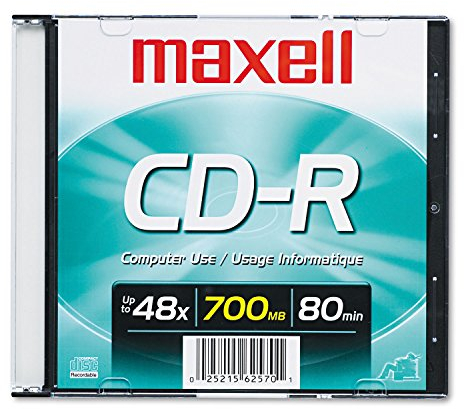 Maxell CD-R, beschreibbare CD-Rohlinge, 700 MB, Single-Slim-Case