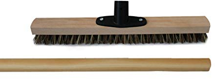Cepillo grande cepillo estropajo marrón/blanco 40 cm con mango de metal soporte y mango de madera