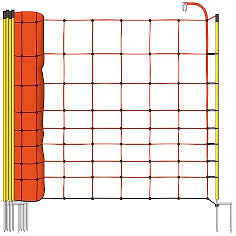VOSS.farming Filet Mouton 50m H : 108cm Orange 14 piquets Double Pointe clôture électrique
