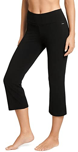 Jockey Damen Cotton Stretch Slim Flare Capri Yoga-Hose, tiefschwarz, 2X