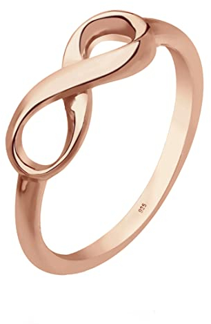 Elli Ring Damen Infinity Undendlichkeit in 925 Sterling Silber Rosé vergoldet
