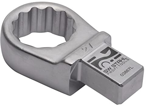 SW-Stahl 03867L Einsteck-Ringschlüssel 27 mm - 14 x 18 mm Vierkant | Hochwertiger Chrom-Vanadium-Stahl, matt verchromt, idealer Aufsatz für Drehmomentschlüssel, SW 27 mm Ringschlüssel