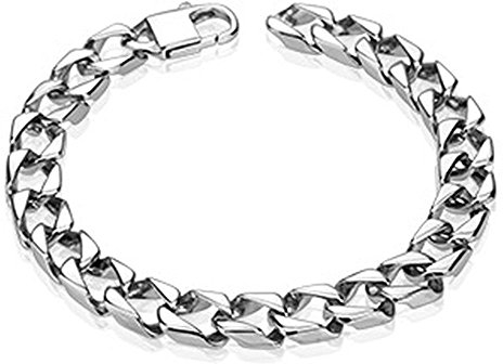 Bungsa Armband Königskette Edelstahl dicke Glieder Edelstahlarmband silber 11mm (Damenarmband Herrenarmband Bracelet Chirurgenstahl Schmuck Damen Herren Frauen Männer)