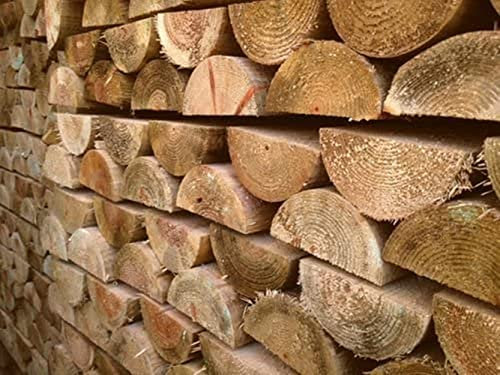 Half Round Fence Posts | 1.8m (6ft) x 100mm | 10 Pack | Pressure Treated Wooden Stakes