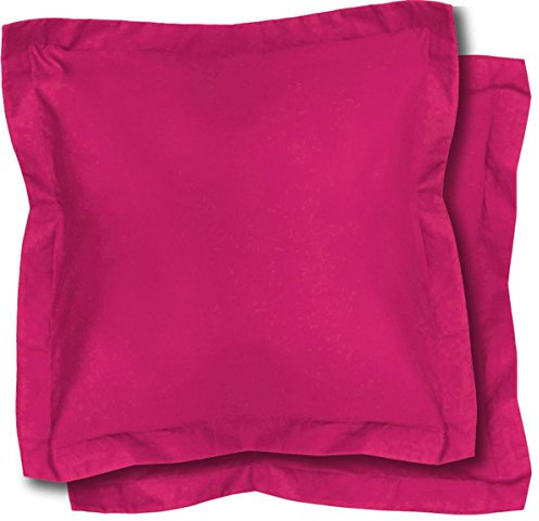 Lot de 2 Taies d oreiller 63x63 Polycoton 57 Fils Fuchsia