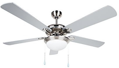 Orbegozo CP 83132 - Ventilador de Techo con luz, 5 palas reversibles, 132 cm de diámetro, potencia de 60 W y 3 velocidades, cromo, gris