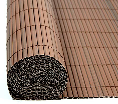 ESTEXO PVC Sichtschutzmatte aus Kunststoffröhrchen Braun 1,0 x 3 m