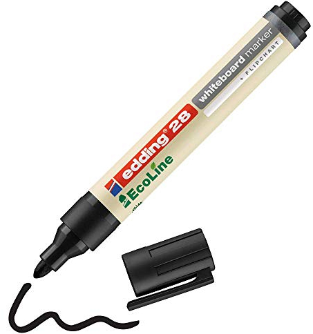 edding 28 Ecoline Whiteboardmarker - schwarz - 1 Whiteboard Stift - Rundspitze 1,5-3 mm - Boardmarker abwischbar - Whiteboard, Flipchart, Magnettafel, Pinnwand, Memoboard - Sketchnotes - nachfüllbar