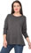 Ulla Popken Damen Langarm-shirt, Anthrazit Melange, 54-56 EU