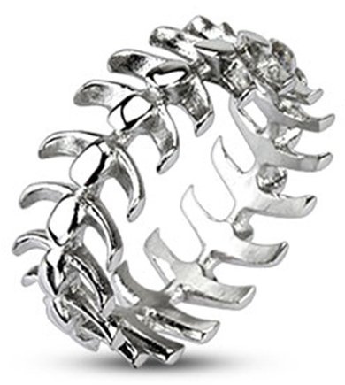 BlackAmazement Damen, Herren Knochen Ring Wirbel Bone Edelstahl Massiv Biker Gothic