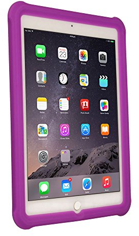 TECHGEAR Coque Bumper pour iPad Air 2 (iPad 6) Coque de Protection Caoutchouc Résistante aux Chocs avec Bords et Coins Renforcés + Film de Protection [Violet] - Non Compatible iPad Air/Air 5