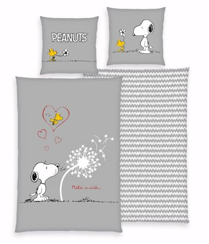 Herding Peanuts Bettwäsche Snoopy 80 x 80 + 135 x 200 cm, Weiß