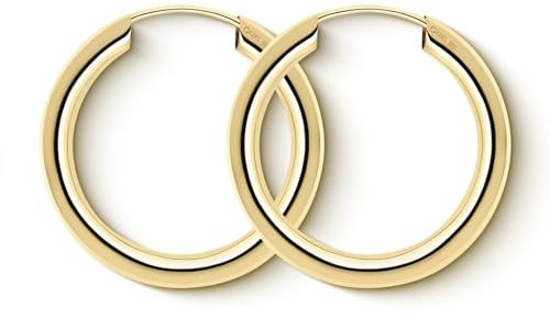 EDELIND Ohrringe Damen Creolen Gold 20mm 585 Gelbgold Breite 2,5mm Kleine Hoop Ohrringe 14 K Echt Gold Goldene Ohrringe mit Schmuck Geschenk Box