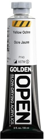 GOLDEN OPEN Slow-Drying Acrylics, Yellow Ochre, 2 fl. oz. Tube
