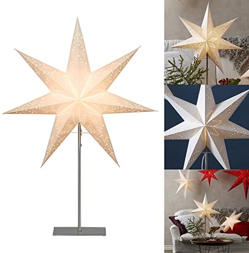 Best Season Standleuchte SternSensy 78, Metall/Papier, circa 78 x 54 cm, Vierfarb-Karton, crème 234-24