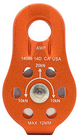 Fusion Climb Nuro Fixed Side Aluminum Pulley Orange 20KN | Compact fixed-side mini pulley body Smooth rounded aluminum side plates Bright Orange variant for easy gear spotting